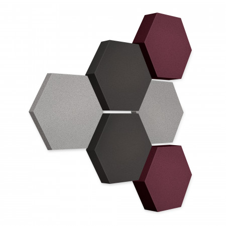 Edition LOFT Honeycomb - 6 absorbers made of Basotect ® - Colour: Platinum + Anthracite + Blackberry