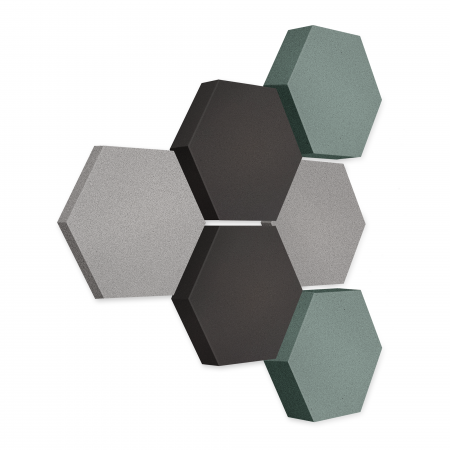 Edition LOFT Honeycomb - 6 absorbers made of Basotect ® - Colour: Platinum + Anthracite + Denim