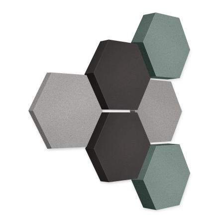 Edition LOFT Honeycomb - 6 Absorber aus Basotect ® - Farbe: Platinum + Anthracite + Denim