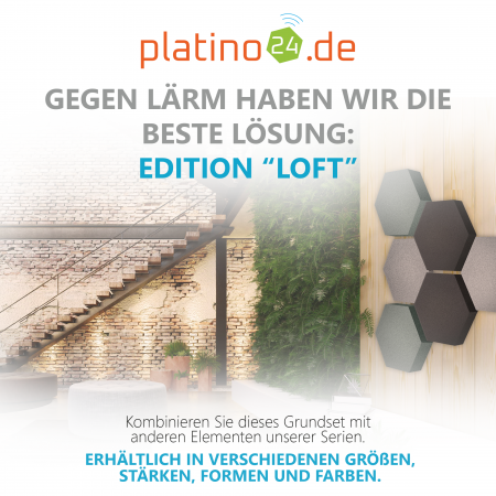 Edition LOFT Honeycomb - 6 Absorber aus Basotect ® - Farbe: Platinum + Anthracite + Denim