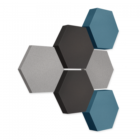 Edition LOFT Honeycomb - 6 Absorber aus Basotect ® - Farbe: Platinum + Anthracite + Maritim