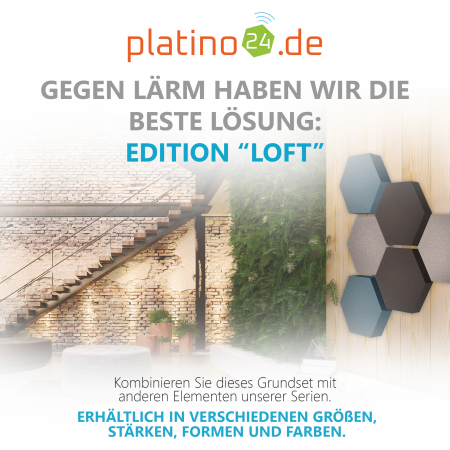 Edition LOFT Honeycomb - 6 Absorber aus Basotect ® - Farbe: Platinum + Anthracite + Maritim
