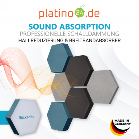 Edition LOFT Honeycomb - 6 Absorber aus Basotect ® - Farbe: Platinum + Anthracite + Maritim