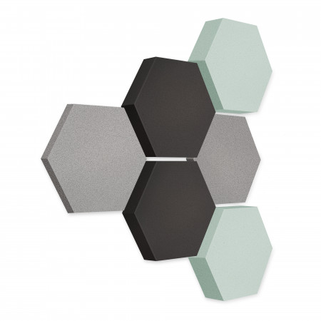 Edition LOFT Honeycomb - 6 absorbers made of Basotect ® - Colour: Platinum + Anthracite + Aqua