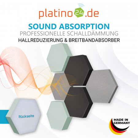 Edition LOFT Honeycomb - 6 Absorber aus Basotect ® - Farbe: Platinum + Anthracite + Aqua