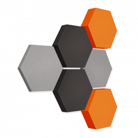 Edition LOFT Honeycomb - 6 absorbers made of Basotect ® - Colour: Platinum + Anthracite + Juice