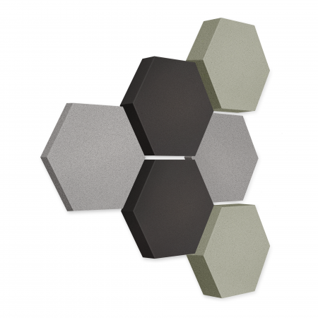 Edition LOFT Honeycomb - 6 absorbers made of Basotect ® - Colour: Platinum + Anthracite + Concrete