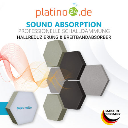 Edition LOFT Honeycomb - 6 Absorber aus Basotect ® - Farbe: Platinum + Anthracite + Concrete