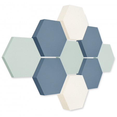 Edition LOFT Honeycomb - 9 Absorber aus Basotect ® - Farbe: Aqua + Scandic + Snow