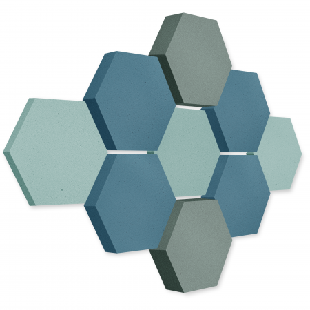 Edition LOFT Honeycomb - 9 absorbers made of Basotect ® - Colour: Ocean + Maritim + Denim