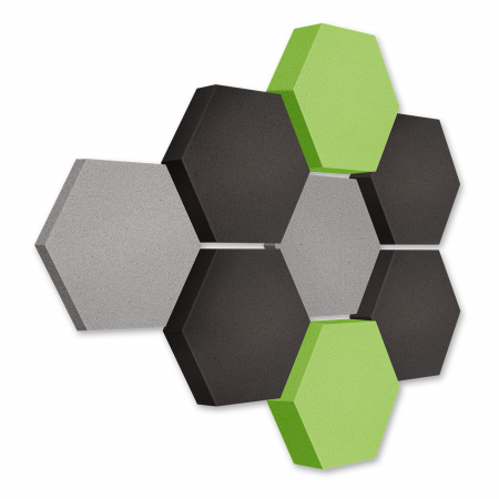 Edition LOFT Honeycomb - 8 absorbers made of Basotect ® - Colour: Platinum + Anthracite + Lime