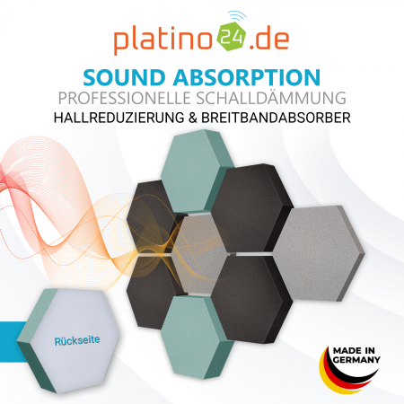 Edition LOFT Honeycomb - 8 Absorber aus Basotect ® - Farbe: Platinum + Anthracite + Ocean