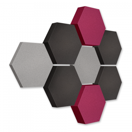 Edition LOFT Honeycomb - 8 absorbers made of Basotect ® - Colour: Platinum + Anthracite + Crimson