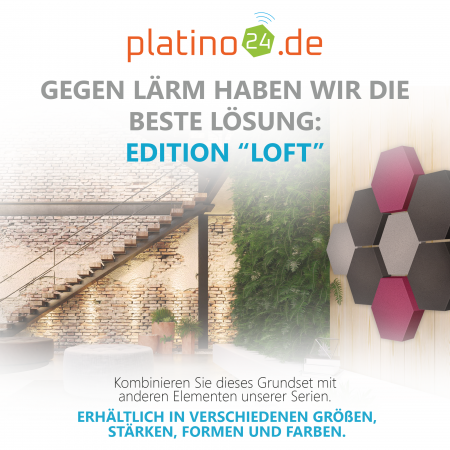 Edition LOFT Honeycomb - 8 Absorber aus Basotect ® - Farbe: Platinum + Anthracite + Crimson