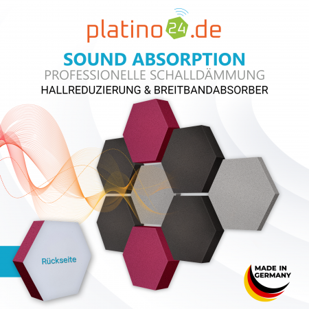 Edition LOFT Honeycomb - 8 Absorber aus Basotect ® - Farbe: Platinum + Anthracite + Crimson