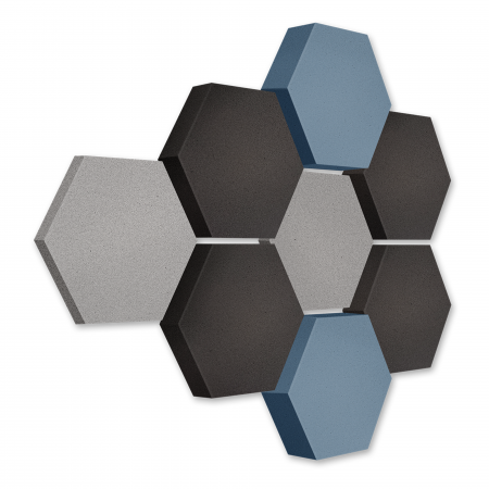 Edition LOFT Honeycomb - 8 Absorber aus Basotect ® - Farbe: Platinum + Anthracite + Scandic