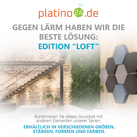 Edition LOFT Honeycomb - 8 Absorber aus Basotect ® - Farbe: Platinum + Anthracite + Scandic