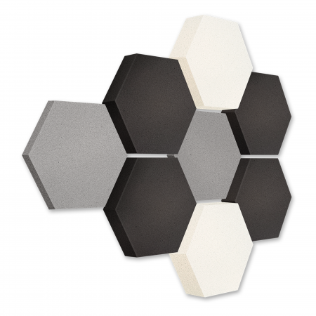 Edition LOFT Honeycomb - 8 absorbers made of Basotect ® - Colour: Platinum + Anthracite + Snow