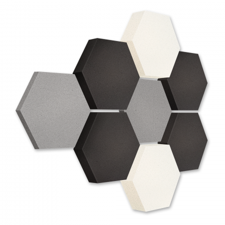 Edition LOFT Honeycomb - 8 Absorber aus Basotect ® - Farbe: Platinum + Anthracite + Snow