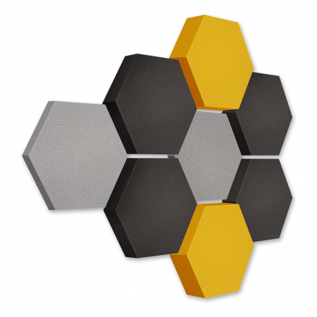 Edition LOFT Honeycomb - 8 Absorber aus Basotect ® - Farbe: Platinum + Anthracite + Bibo