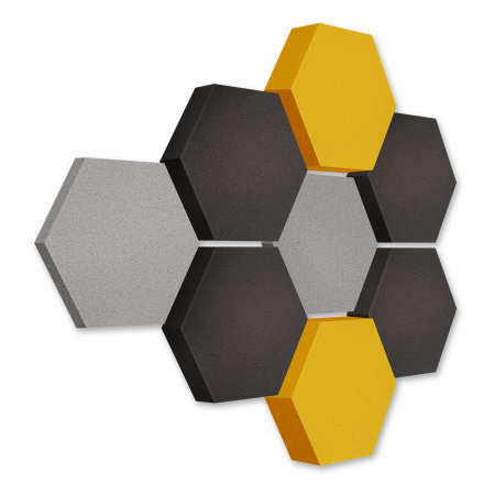 Edition LOFT Honeycomb - 8 absorbers made of Basotect ® - Colour: Platinum + Anthracite + Bibo