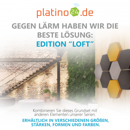 Edition LOFT Honeycomb - 8 Absorber aus Basotect ® - Farbe: Platinum + Anthracite + Bibo