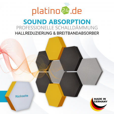 Edition LOFT Honeycomb - 8 Absorber aus Basotect ® - Farbe: Platinum + Anthracite + Bibo