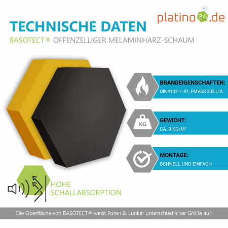 Edition LOFT Honeycomb - 8 Absorber aus Basotect ® - Farbe: Platinum + Anthracite + Bibo