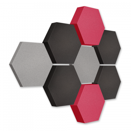 Edition LOFT Honeycomb - 8 absorbers made of Basotect ® - Colour: Platinum + Anthracite + Magenta