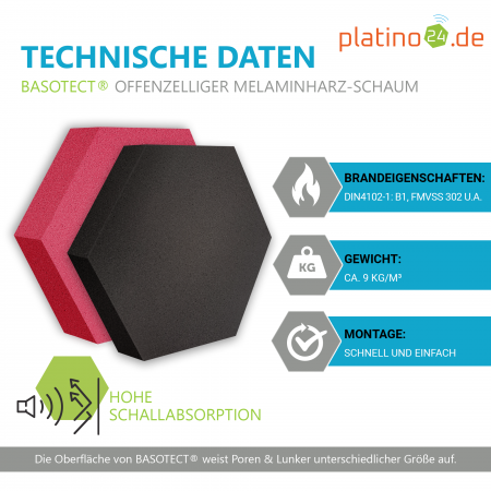 Edition LOFT Honeycomb - 8 Absorber aus Basotect ® - Farbe: Platinum + Anthracite + Magenta