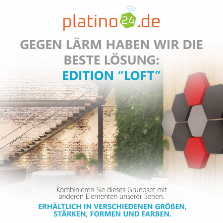 Edition LOFT Honeycomb - 8 Absorber aus Basotect ® - Farbe: Platinum + Anthracite + Red Pepper