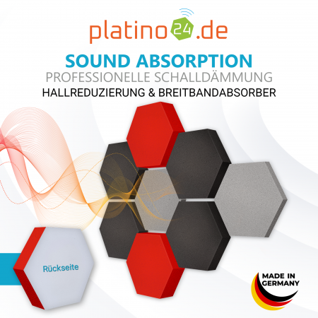 Edition LOFT Honeycomb - 8 Absorber aus Basotect ® - Farbe: Platinum + Anthracite + Red Pepper