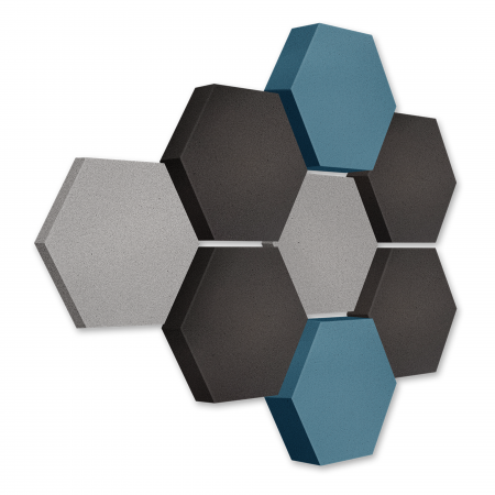 Edition LOFT Honeycomb - 8 absorbers made of Basotect ® - Colour: Platinum + Anthracite + Maritim