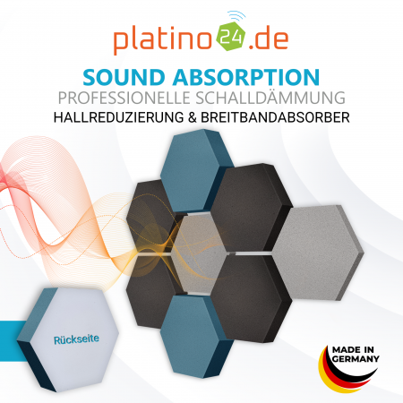 Edition LOFT Honeycomb - 8 Absorber aus Basotect ® - Farbe: Platinum + Anthracite + Maritim