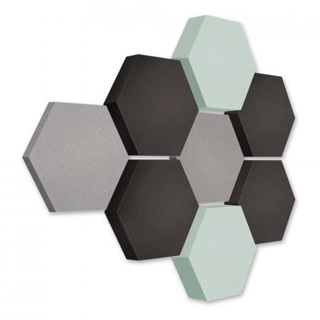 Edition LOFT Honeycomb - 8 Absorber aus Basotect ® - Farbe: Platinum + Anthracite + Aqua