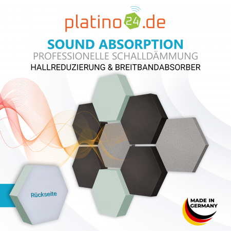 Edition LOFT Honeycomb - 8 Absorber aus Basotect ® - Farbe: Platinum + Anthracite + Aqua