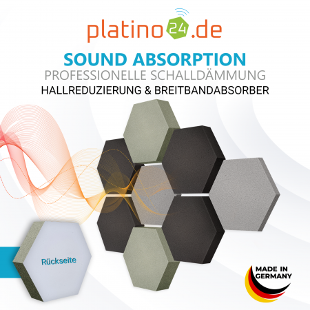 Edition LOFT Honeycomb - 8 Absorber aus Basotect ® - Farbe: Platinum + Anthracite + Concrete