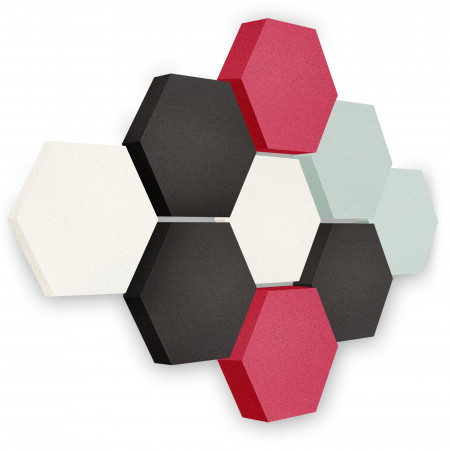 Edition LOFT Honeycomb - 9 Absorber aus Basotect ® - Farbe: Snow + Anthracite + Magenta + Aqua