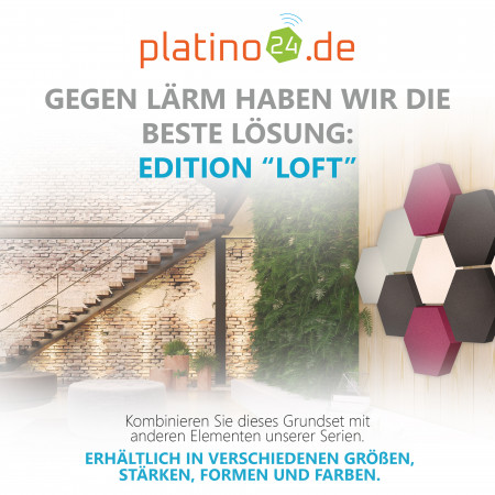 Edition LOFT Honeycomb - 9 Absorber aus Basotect ® - Farbe: Snow + Anthracite + Crimson + Aqua