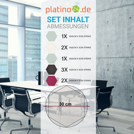 Edition LOFT Honeycomb - 9 Absorber aus Basotect ® - Farbe: Snow + Anthracite + Crimson + Aqua