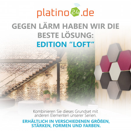 Edition LOFT Honeycomb - 9 Absorber aus Basotect ® - Farbe: Aqua + Anthracite + Crimson + Platinum