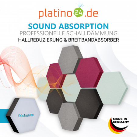 Edition LOFT Honeycomb - 9 Absorber aus Basotect ® - Farbe: Aqua + Anthracite + Crimson + Platinum