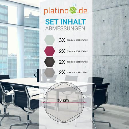 Edition LOFT Honeycomb - 9 Absorber aus Basotect ® - Farbe: Aqua + Anthracite + Crimson + Platinum