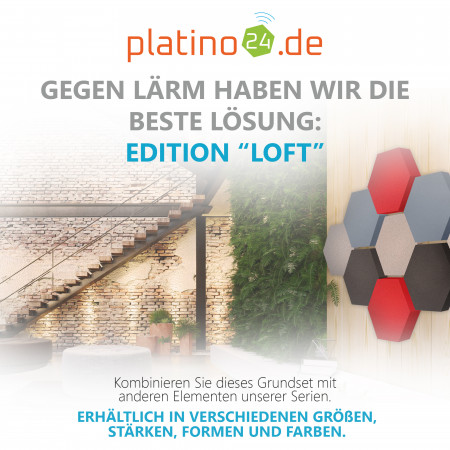 Edition LOFT Honeycomb - 9 absorbers made of Basotect ® - Colour: Platinum + Anthracite + Scandic + Red Pepper