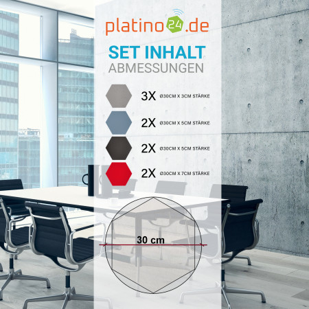 Edition LOFT Honeycomb - 9 absorbers made of Basotect ® - Colour: Platinum + Anthracite + Scandic + Red Pepper