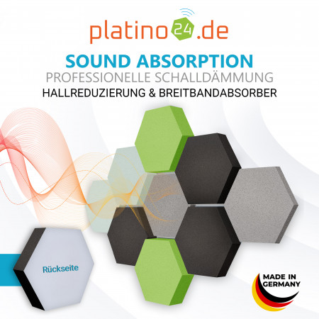 Edition LOFT Honeycomb - 9 Absorber aus Basotect ® - Farbe: Platinum + Anthracite + Lime + Aqua