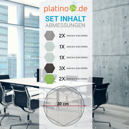 Edition LOFT Honeycomb - 9 Absorber aus Basotect ® - Farbe: Platinum + Anthracite + Lime + Aqua