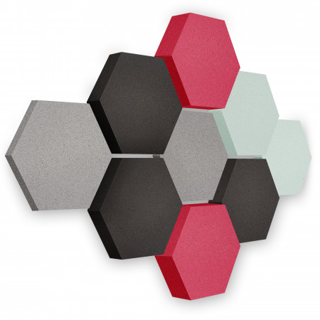 Edition LOFT Honeycomb - 9 absorbers made of Basotect ® - Colour: Platinum + Anthracite + Magenta + Aqua