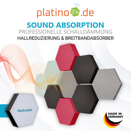 Edition LOFT Honeycomb - 9 Absorber aus Basotect ® - Farbe: Platinum + Anthracite + Magenta + Aqua