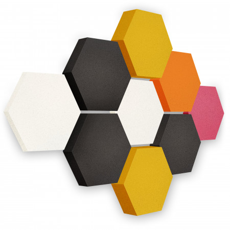 Edition LOFT Honeycomb - 9 absorbers made of Basotect ® - Colour: Snow + Anthracite + Bibo + Juice + Magenta